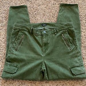 LOFT Green Skinny Cargo Faded Jeans
